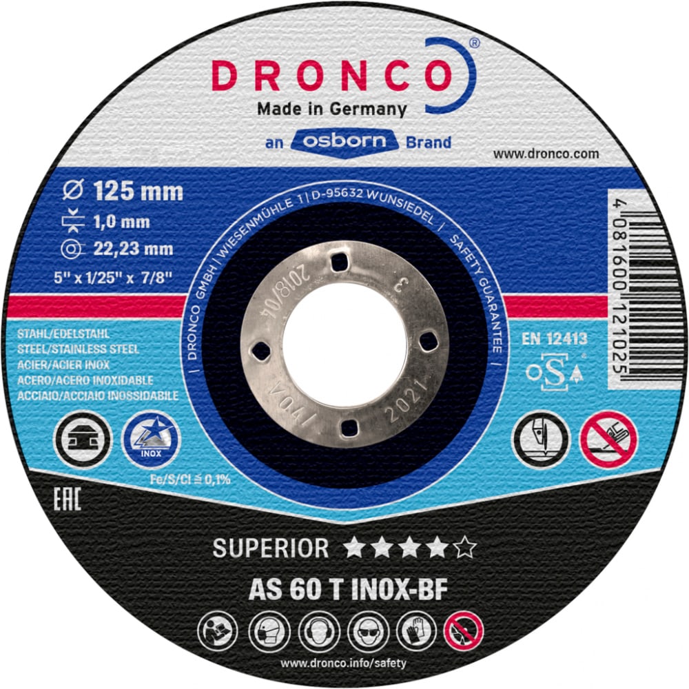 

Отрезной диск по нержавейке DRONCO Special Inox AS60T