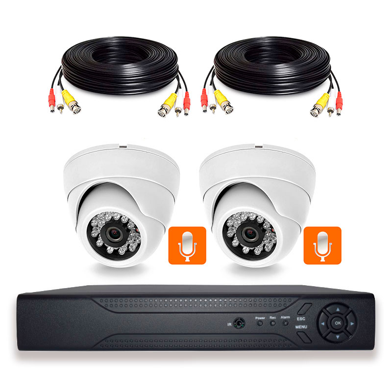 Комплект видеонаблюдения AHD 2Мп Ps-link KIT-A202HDM 2 камеры для помещения с микрофоном