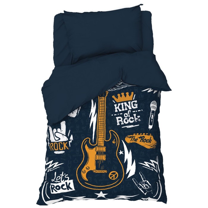 

Постельное бельё Этель 1,5 сп "King of rock" 143х215 см, 150х214 см, 50х70 см -1 шт, 100 %, Синий