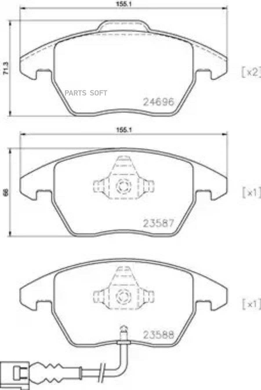 

Колодки передние AD VW SEAT SKODA PA 03->06 BREMBO P85146