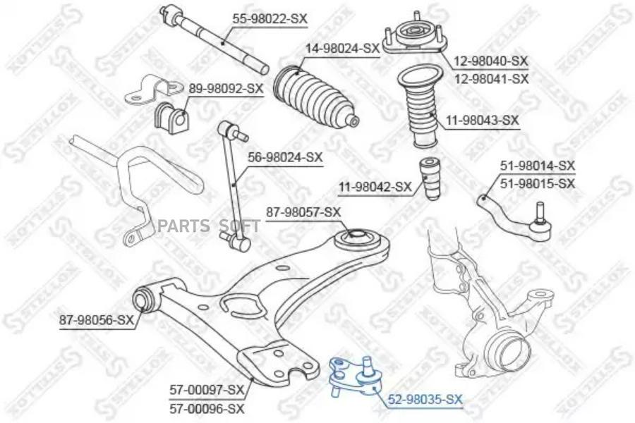 

52-98035-Sx Опора Шаровая Toyota Corolla Cde120 01> Stellox 5298035sx