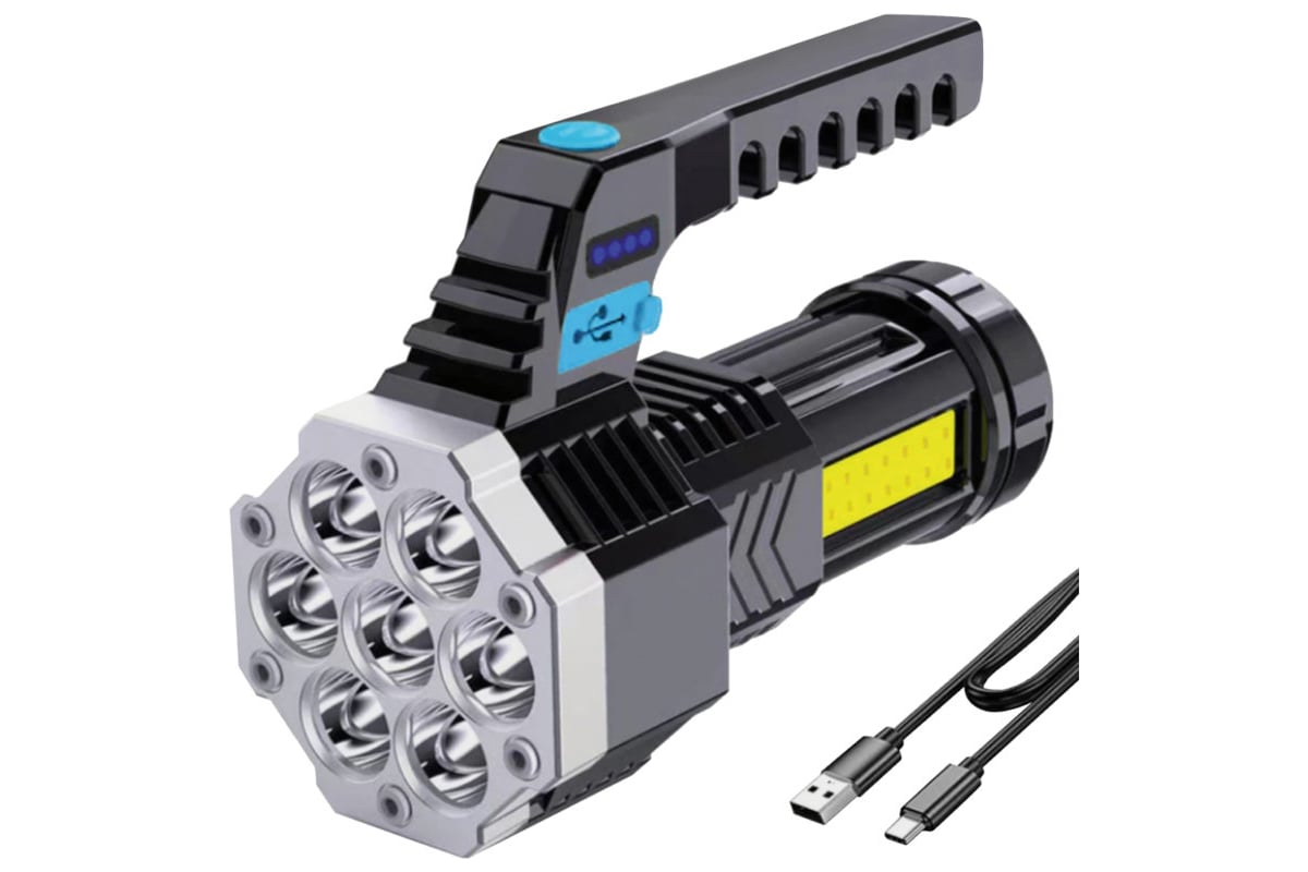 

Ручной светодиодный фонарь Ultraflash LED53404, черный, 7LED+COB, 3 Вт, 4 реж, USB, LED53404
