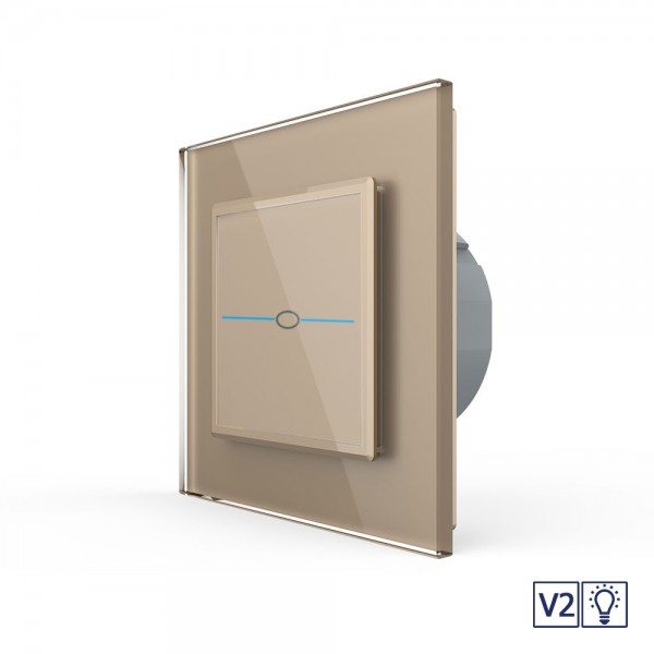 

сенс. диммер LIVOLO Quadro версия 2, 1 клавиша 1 пост Золотой VL-Q701D-V2-13 Ливолотач, Сенсорный диммер LIVOLO Quadro версия 2, 1 клавиша 1 пост Золотой