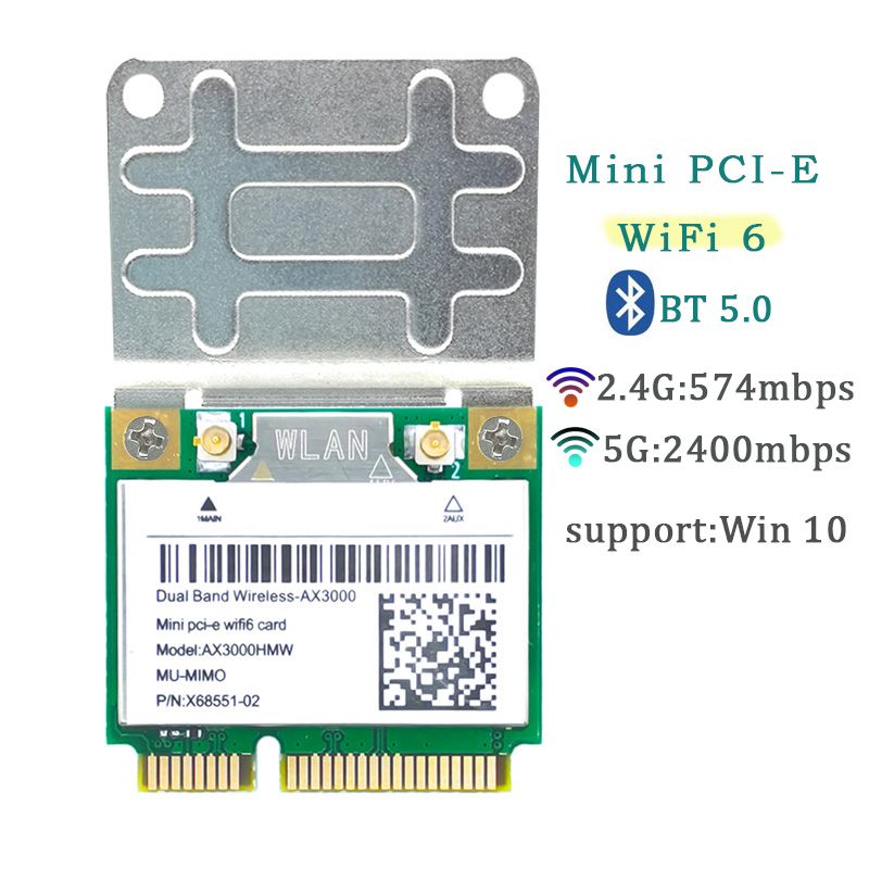 

Приемник Wi-Fi NoBrand для компьютера Mini PCI-e 802.11n; 802.11a; 802.11g, Зеленый;белый