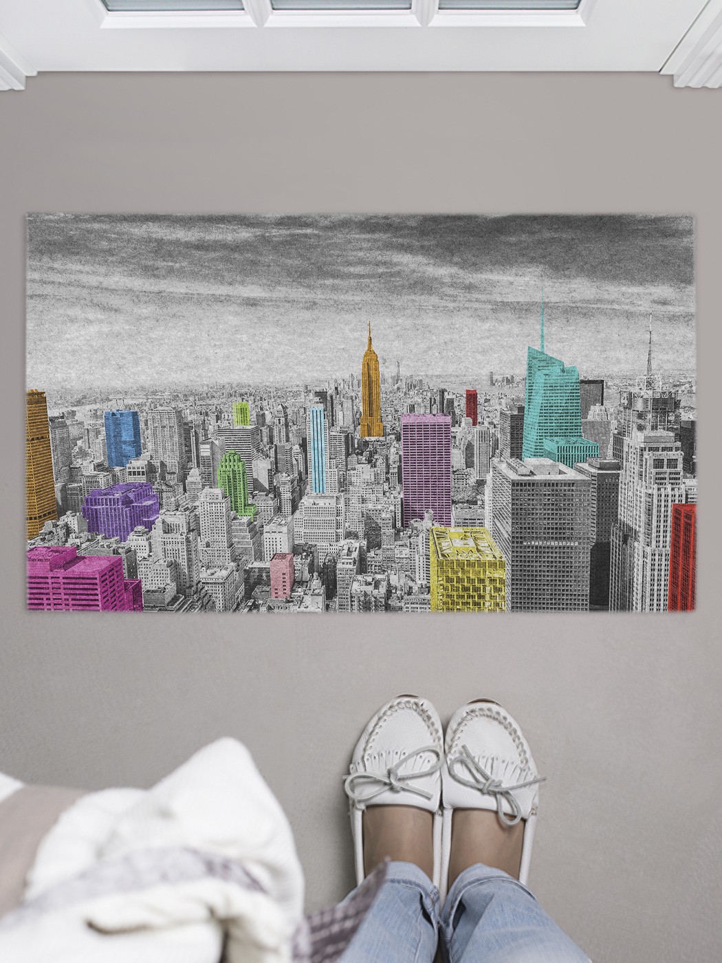 

Придверный коврик JoyArty "Небоскребы в красках" для обуви 75x45 см