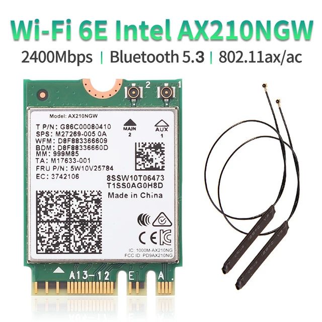 

Приемник Wi-Fi NoBrand для компьютера M.2 802.11ax, Зеленый;белый