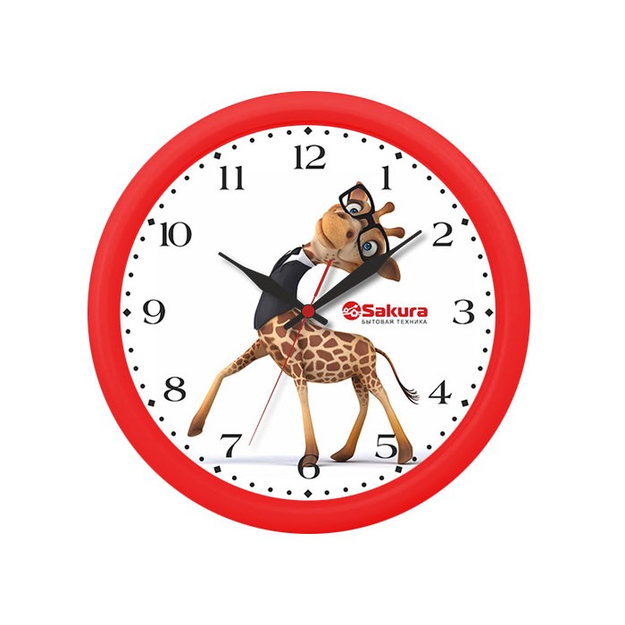 фото Часы настенные sakura красные пе-б1 жираф