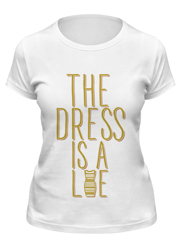 

Футболка женская Printio Какого цвета платье белая XL, Белый, Какого цвета платье