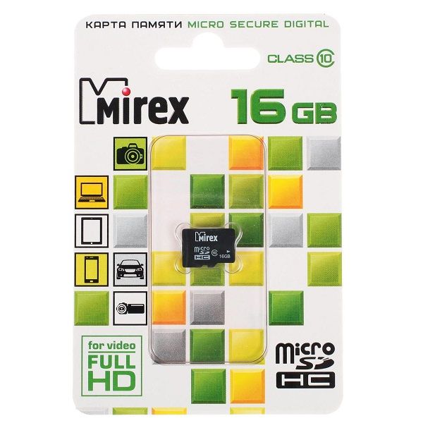 

Карта памяти MIREX Micro SDHC 16GB, 13612-MC10SD16