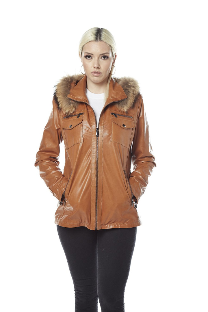 Кожаная куртка женская Hodore H39-6161T коричневая S (товары доставляются из-за рубежа)