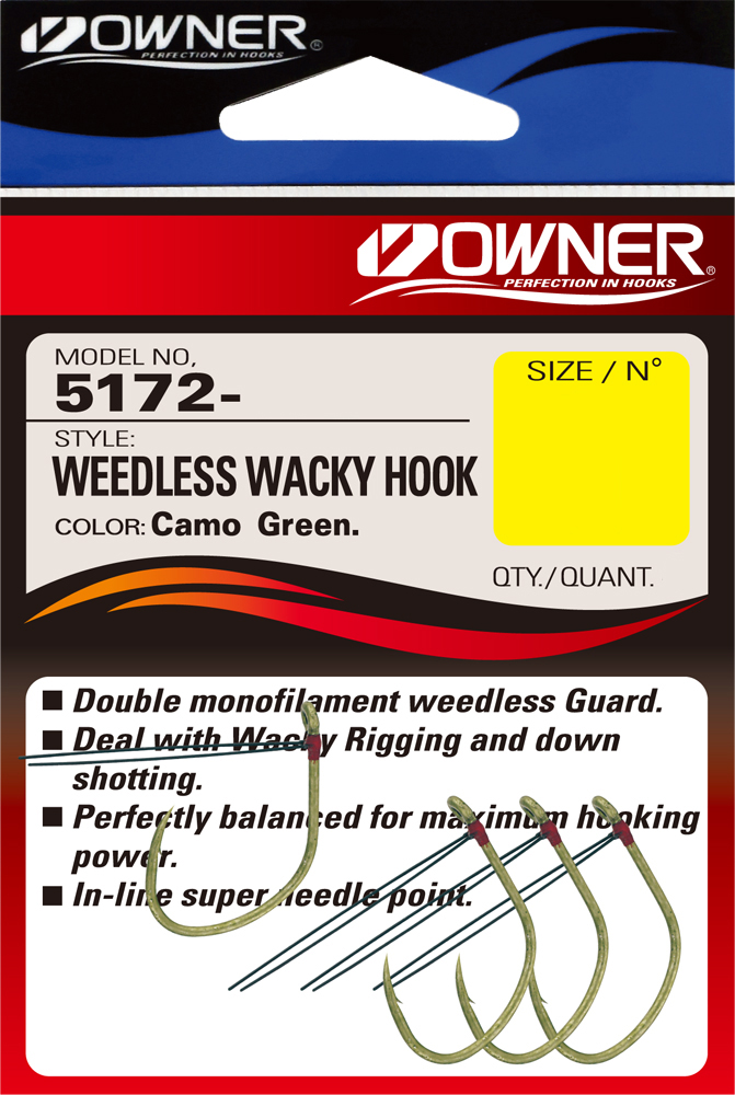 Рыболовные крючки Owner Weedless Wacky Hook green 4, 4 шт.