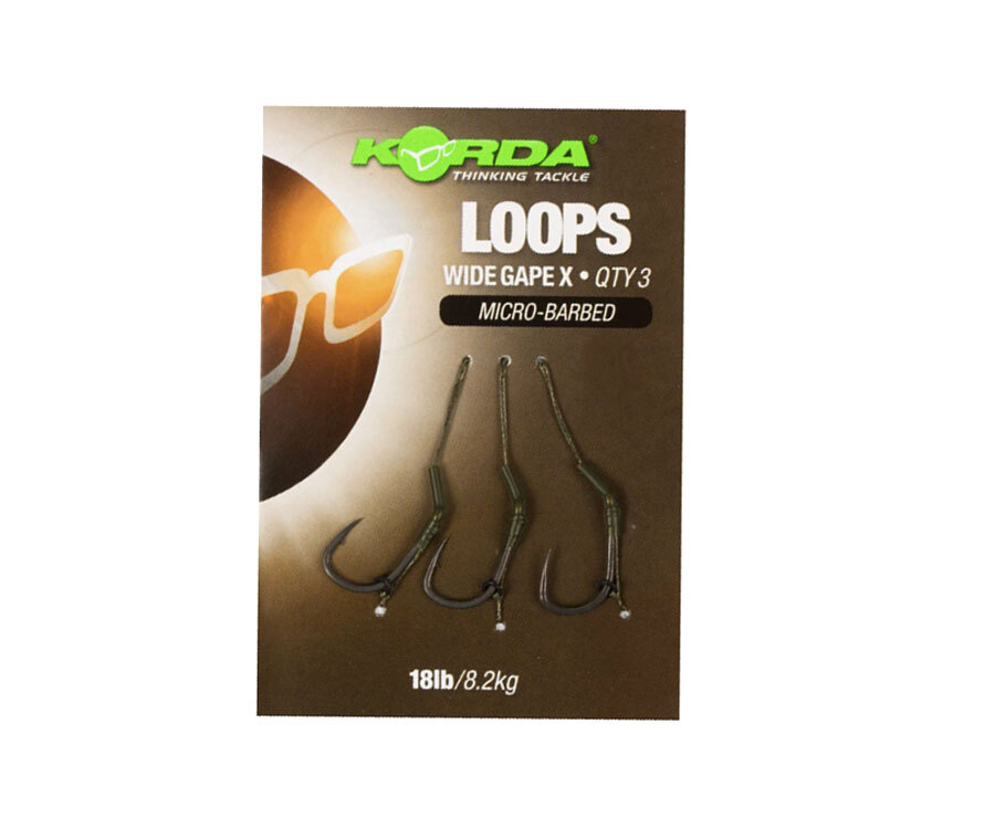 

Рыболовный поводок Korda 2,5 см, 8.2 кг, сталь, 1 шт., Серый, Loop Rigs DF Wide Gape X