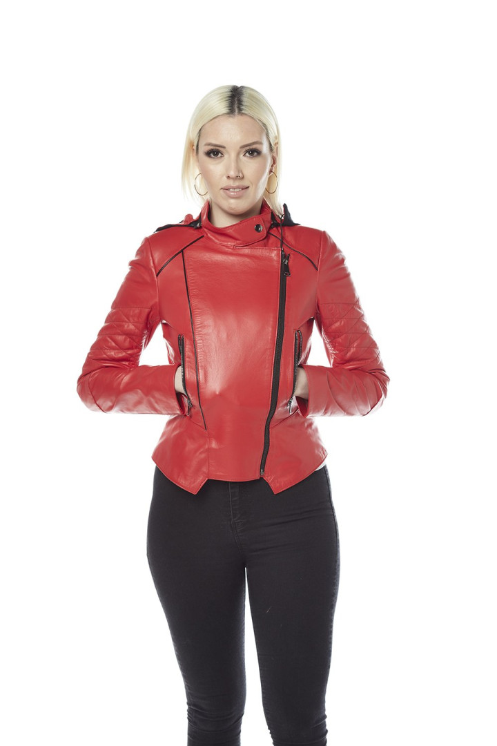 Кожаная куртка женская Hodore H39-623K красная S (товары доставляются из-за рубежа)