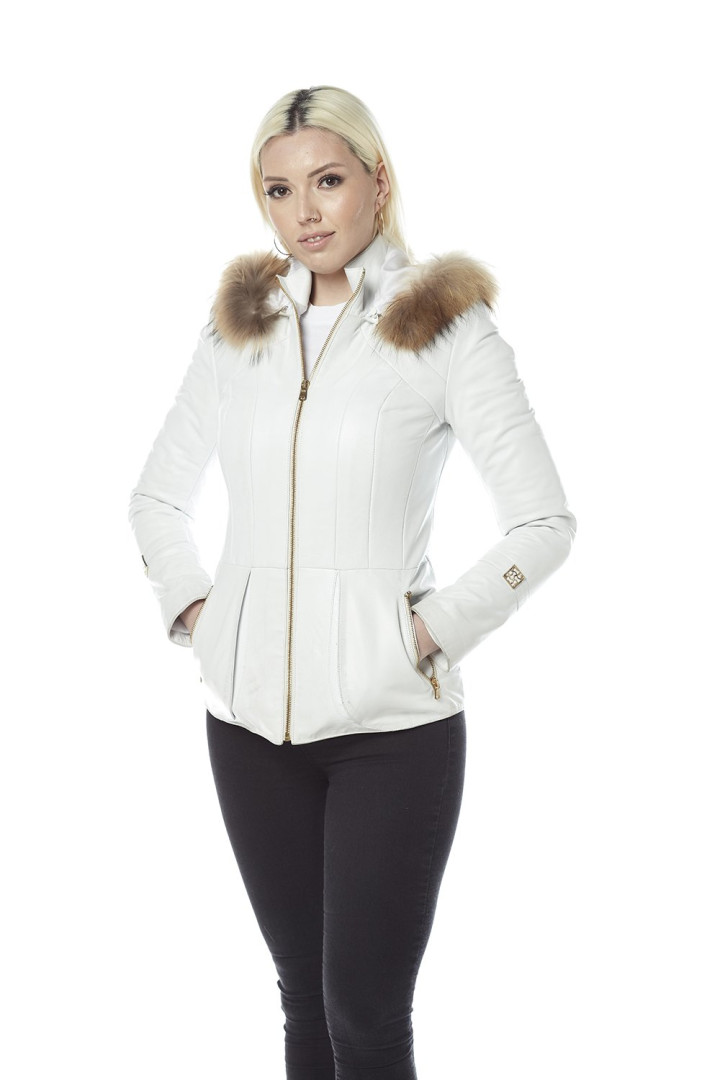 Кожаная куртка женская Hodore H39-2018-2 белая 2XL (товары доставляются из-за рубежа)
