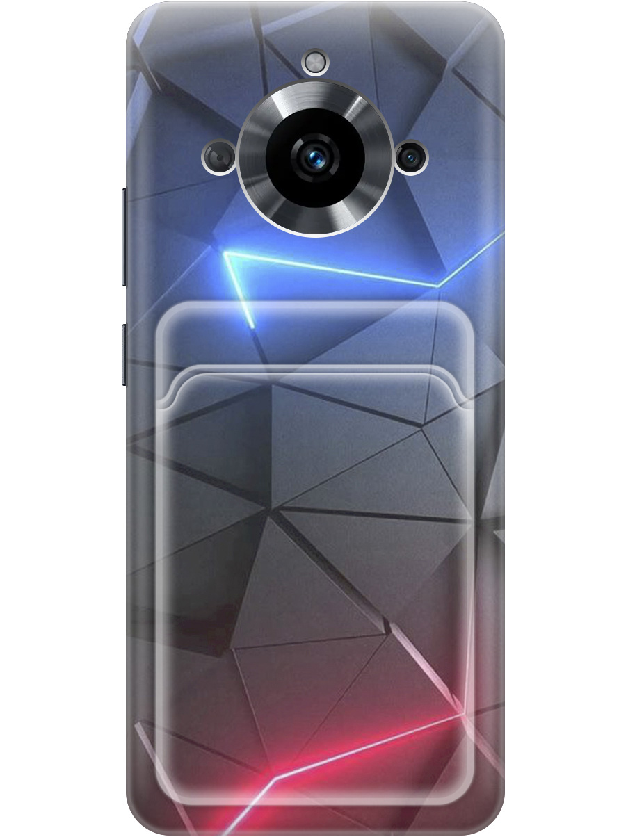 

Силиконовый чехол на Realme 11 с рисунком "Графитовые грани", Серый;синий, 20011953