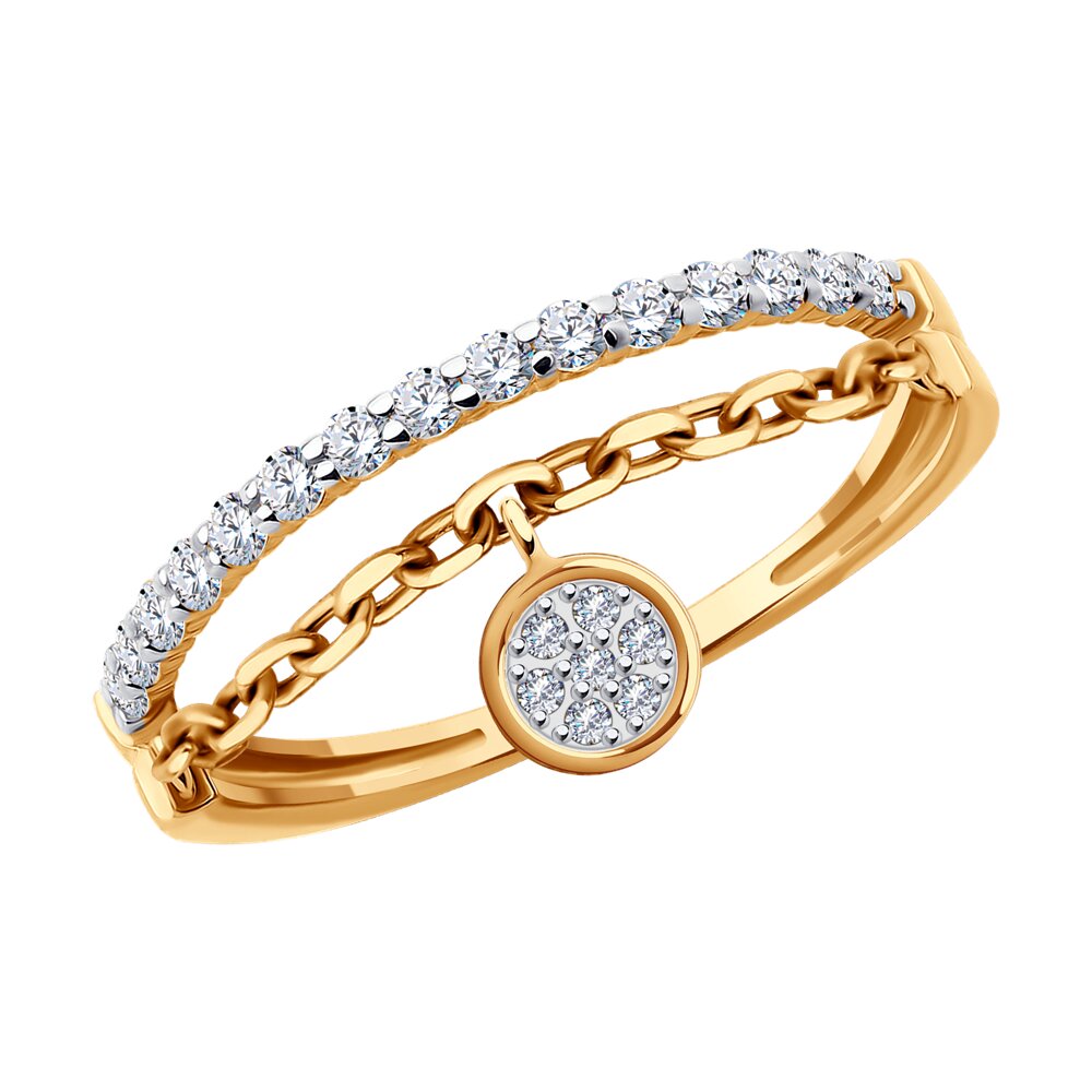 

Кольцо из золота р.  Diamant 51-110-02759-1, фианит, 51-110-02759-1