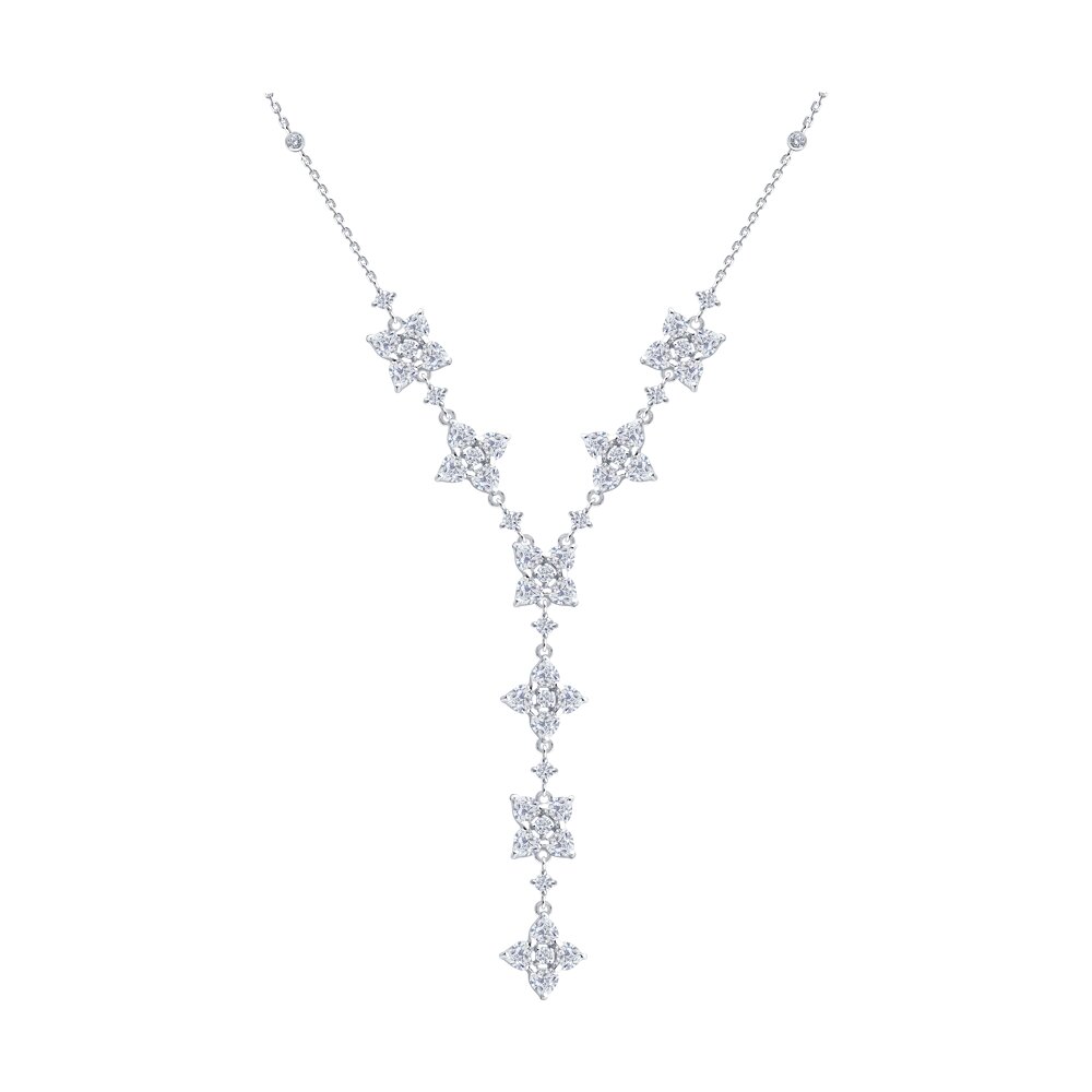 

Колье-галстук из серебра 35-40 см SOKOLOV 94071202, фианит, 94071202