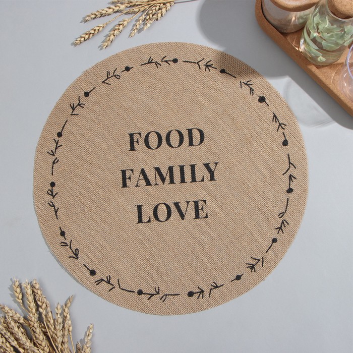 

Салфетка Этель Food.Family.Love 9629329 джут D 38 см, Коричневый;черный, Food.Family.Love