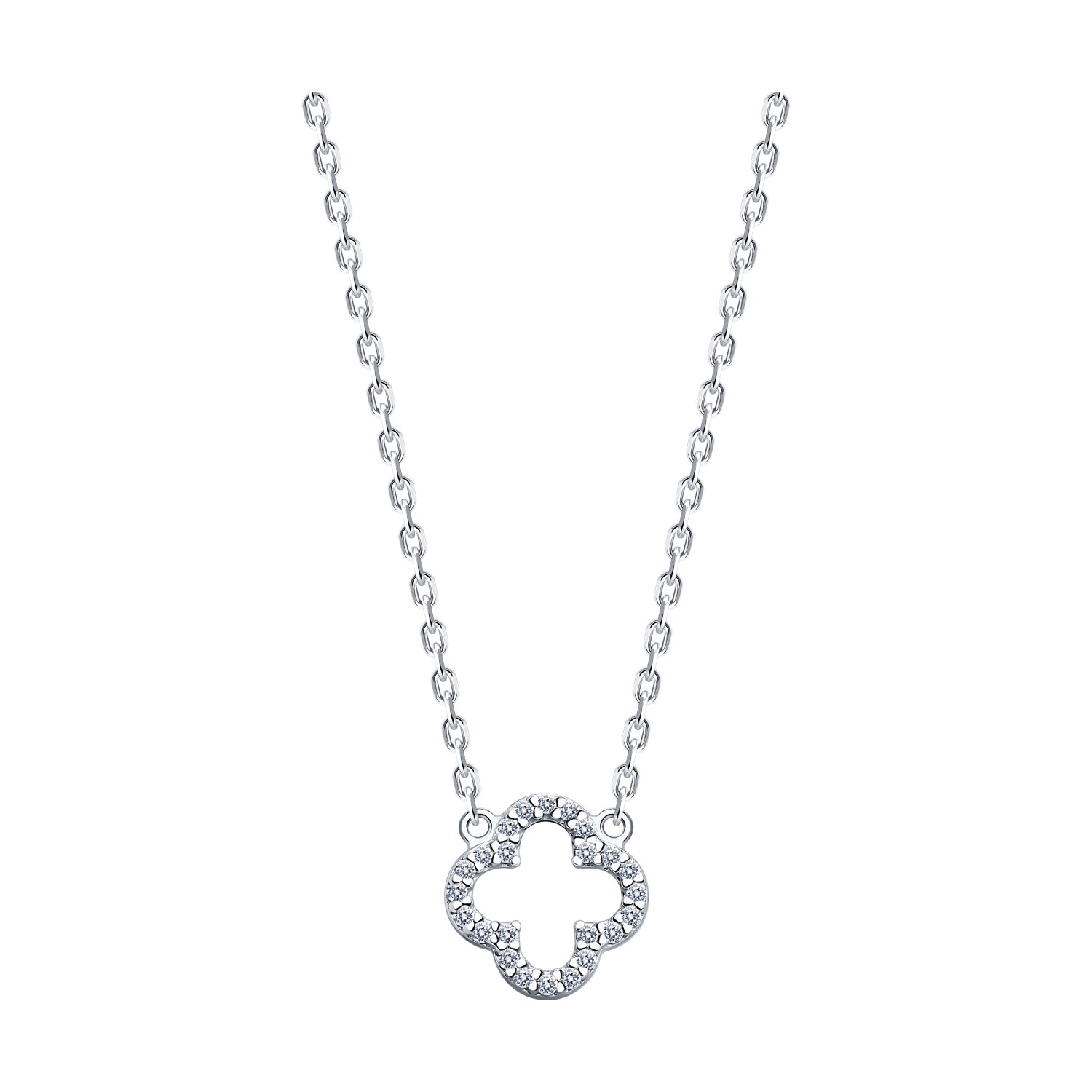 

Колье из серебра 38-42 см SOKOLOV 94070663, фианит, 94070663