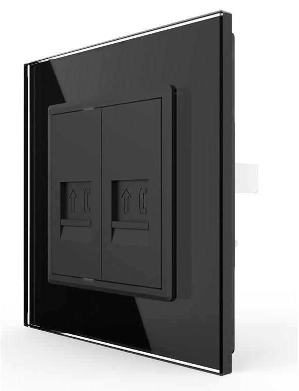 

VL-C792T-12 Розетка Livolo телефон двойная Черная, Розетка Livolo телефон двойная Черная