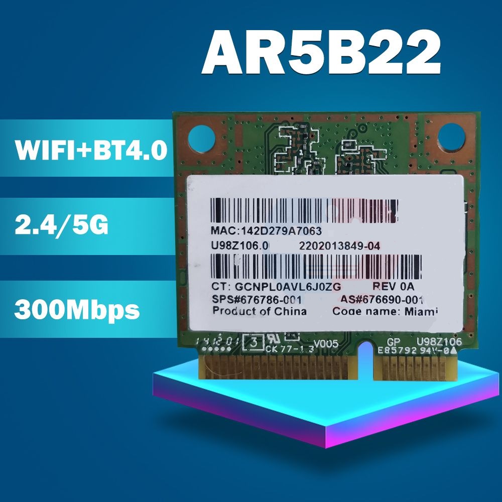 

Приемник Wi-Fi NoBrand Mini PCI-e 802.11n; 802.11a; 802.11g, Зеленый;белый