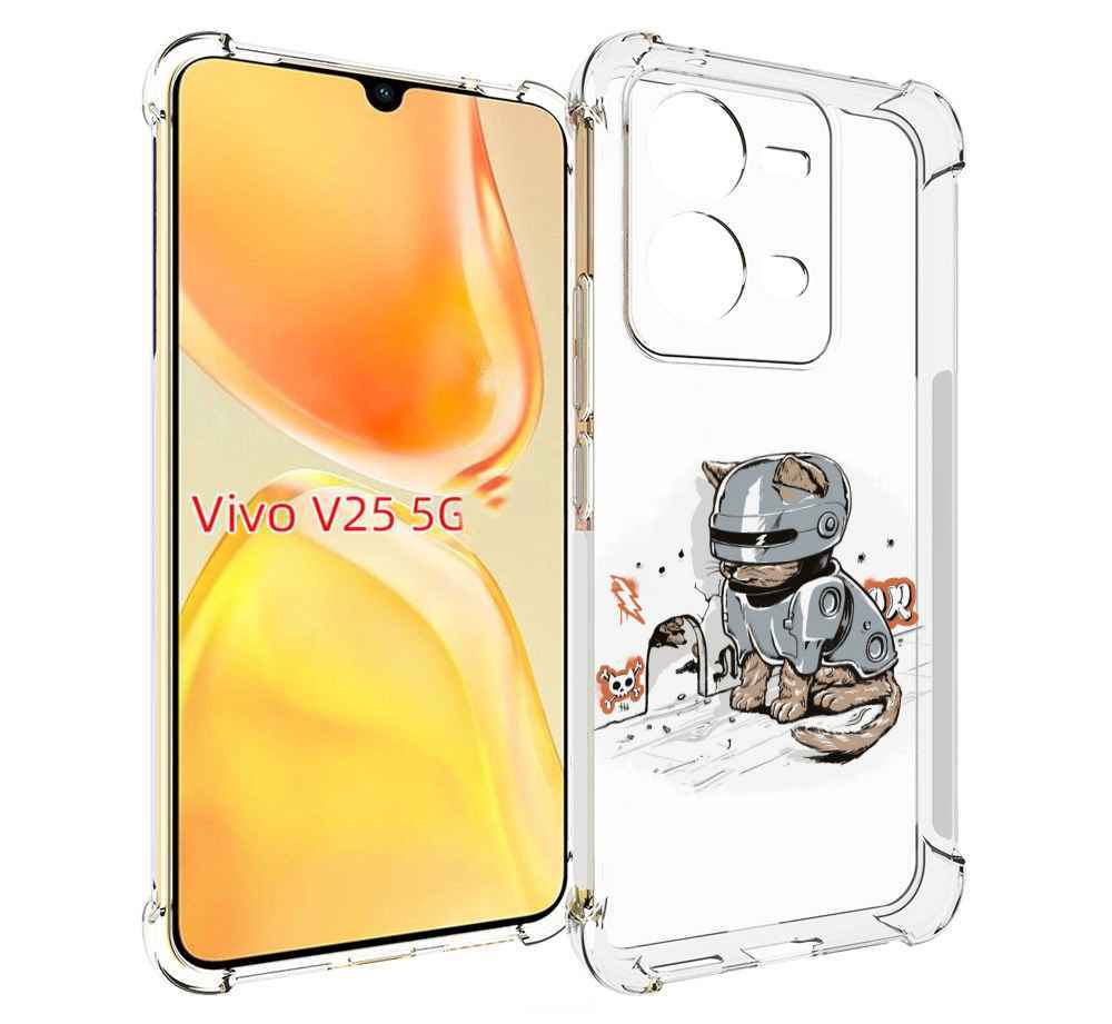 

Чехол MyPads Грозный кот для Vivo V25 5G / V25e, Прозрачный, Tocco