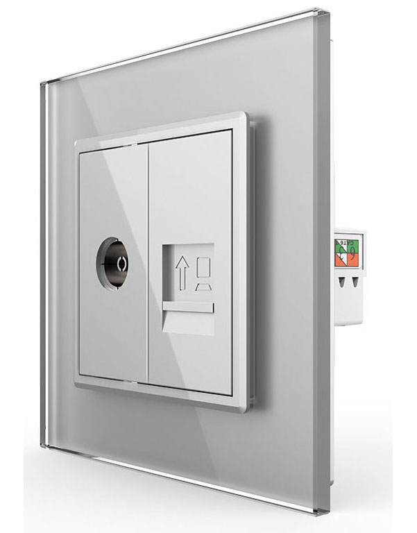 

VL-C791VC-15 Розетка Livolo ТВ/КОМП RJ-45 Серая, Розетка Livolo ТВ/КОМП RJ-45 Серая