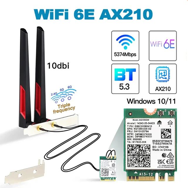 

Приемник Wi-Fi NoBrand для компьютера M.2 802.11ax, Зеленый;белый