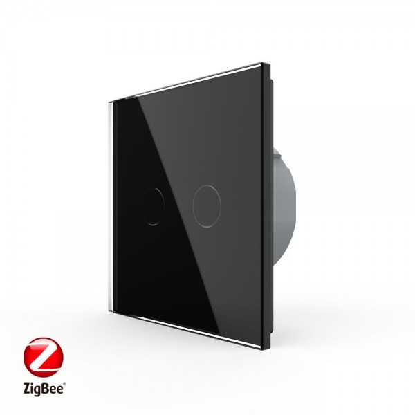 

Сенсорный выкл. Livolo ZigBee (Wi-Fi) 2 клавиши 1 пост Черный VL-C702Z-12 Ливолотач, Сенсорный выключатель Livolo ZigBee (Wi-Fi) 2 клавиши 1 пост Черный