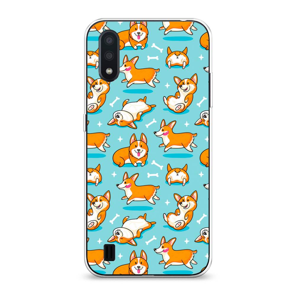 

Чехол Awog на Samsung Galaxy A01 "Веселые корги", Разноцветный, 29550-2