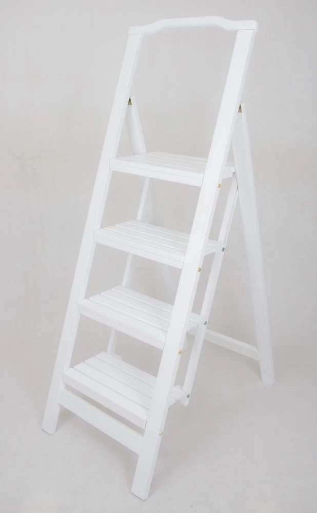 

Стремянка деревянная МИККИ 4-х ступенчатая с широкими ступенями Белая (СДМ-4Б), Стремянка деревянная МИККИ 4-х ступенчатая с широкими ступенями Белая