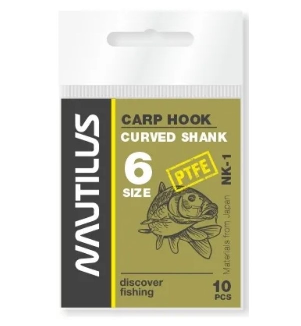 

Крючок Nautilus Carp Curved Shank NK-1PTFE № 6, 00-00028290
