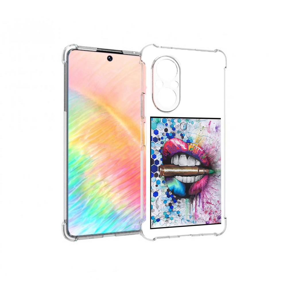 

Чехол MyPads Tocco для Honor 50 SE разноцветные губы с пулей (PT223907.20.571), Прозрачный, Tocco