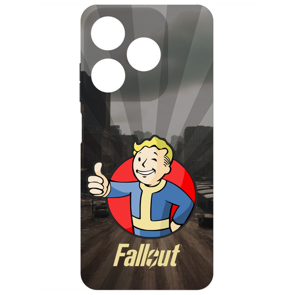 

Чехол-накладка Krutoff Soft Case Фоллаут (Fallout) - Волт-бой для TECNO Spark 10C черный