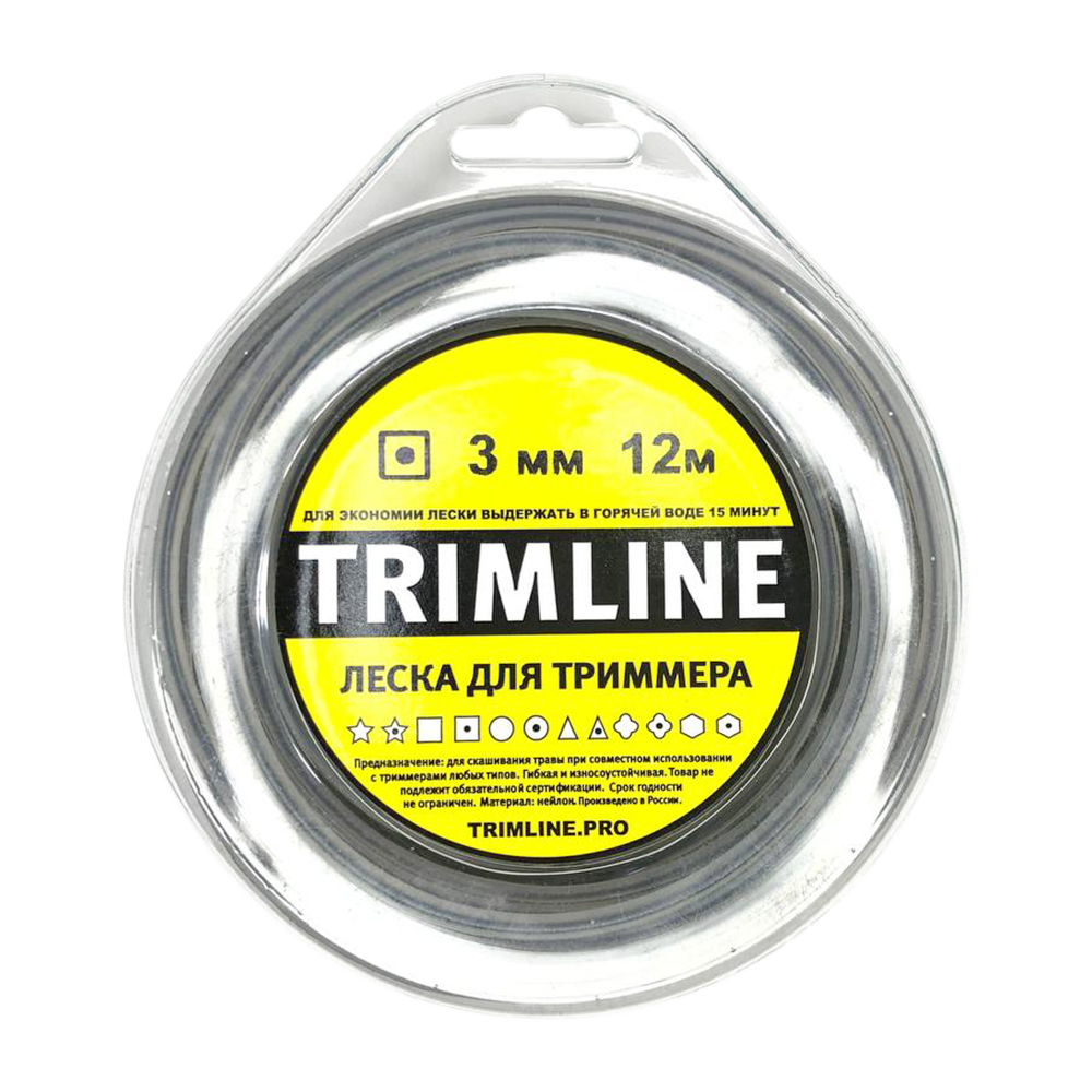 Леска для триммера TRIMLINE 47581 квадрат двойной 3,0 мм 12 м