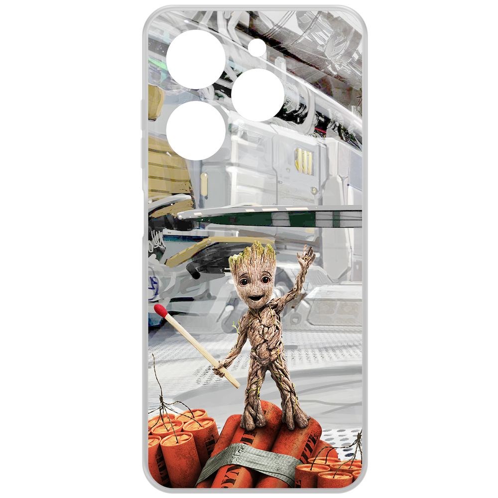 

Чехол-накладка Krutoff Clear Case Стражи Галактики. Малыш Грут для TECNO Spark 20С, Прозрачный