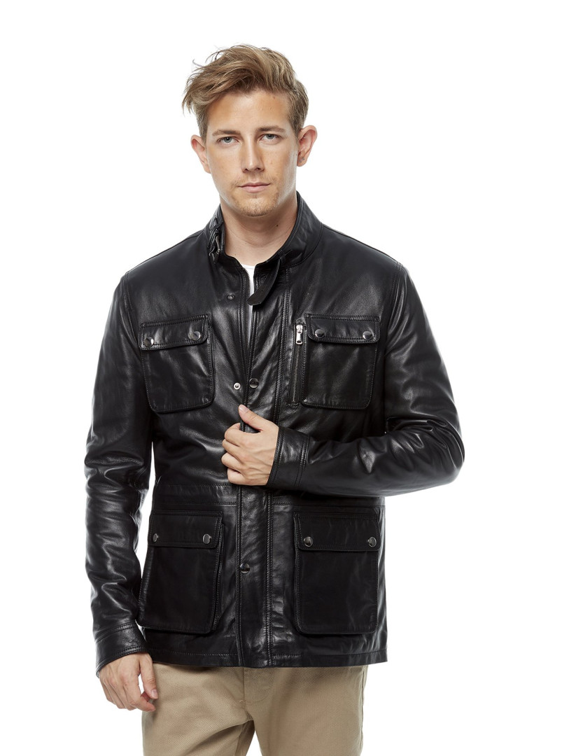 

Кожаная куртка мужская Hodore H35-8736 черная 2XL (товары доставляются из-за рубежа), Черный, H35-8736