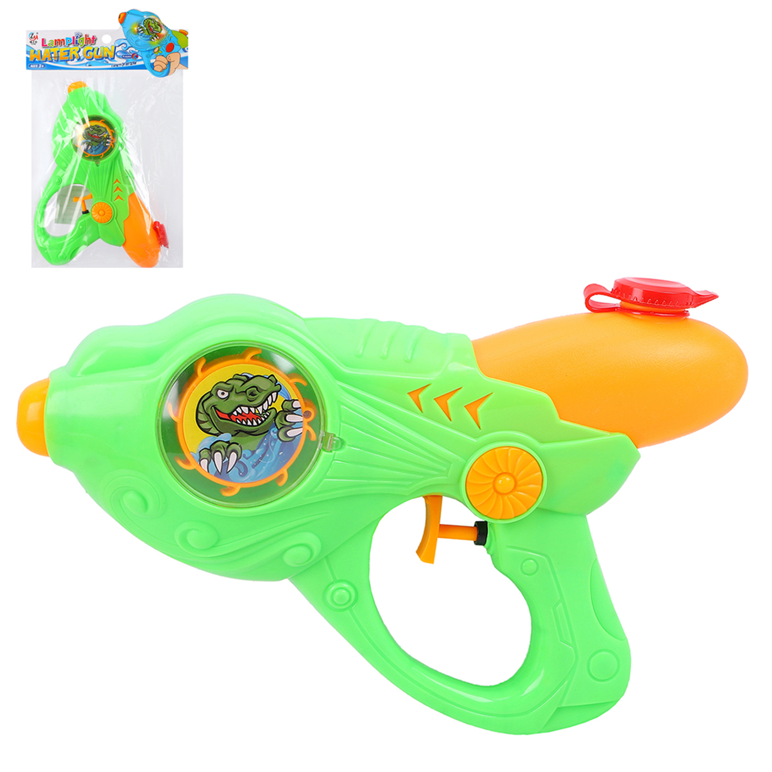 Водный пистолет игрушечный MZD TOYS зеленый, свет, объем резервуара 180 мл., JB0210836