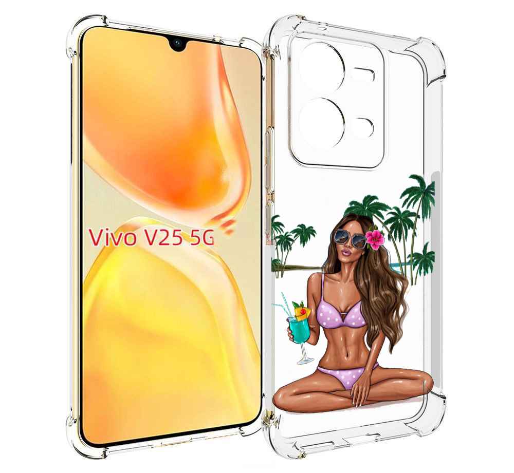 

Чехол MyPads Гавайская-девушка женский для Vivo V25 5G / V25e, Прозрачный, Tocco