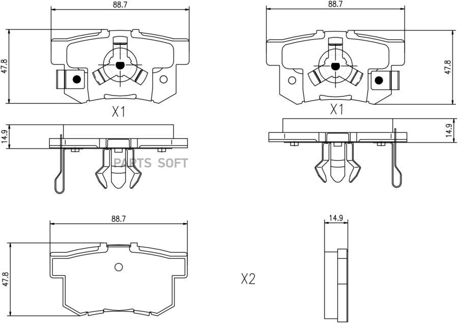 

Тормозные колодки BARNETT задние дисковые h105