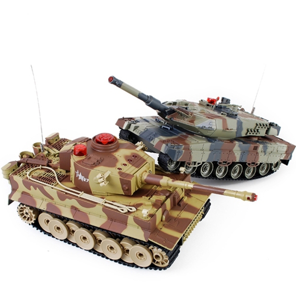 Радиоуправляемый танковый бой Huan Qi Tiger vs Abrams, масштаб 1:24, 27Mhz vs 40Mh, HQ558N танковый бой на пульте радиоуправляемый crossbot т34 и abrams m1a2 1 32 870634