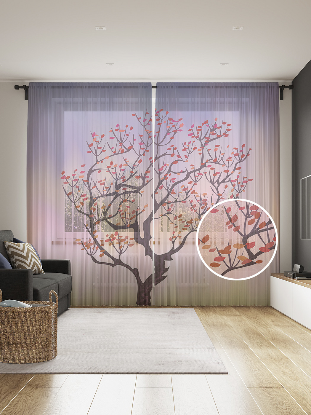 

Фототюль JoyArty "Одинокое осеннее дерево" 145x265см, 2 полотна, лента, 50 крючков, Одинокое осеннее дерево