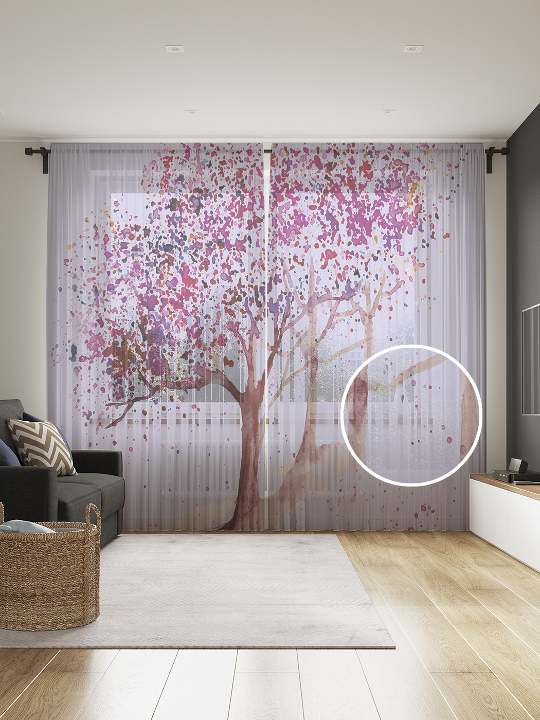 

Фототюль JoyArty "Сакура на склоне", 145x265см (2 полотна со шторной лентой + 50 крючков), Сакура на склоне