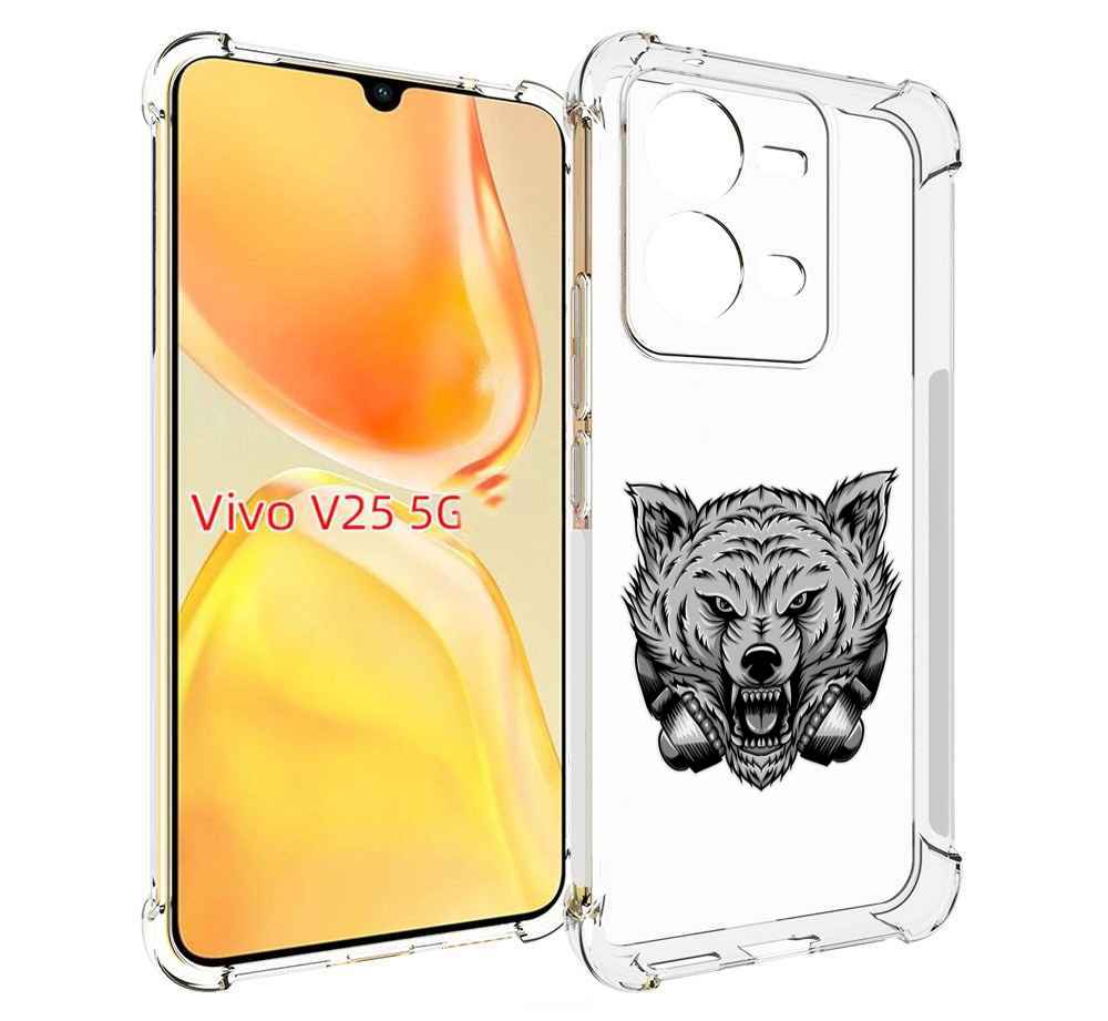 

Чехол MyPads Волк-в-наушниках мужской для Vivo V25 5G / V25e, Прозрачный, Tocco