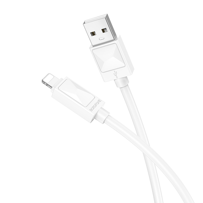 

Дата-кабель USB 2.4A для Lightning 8-pin Borofone BX109 ПВХ 1м White, BX109i