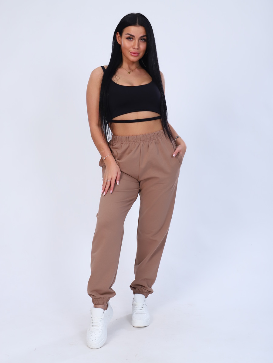 

Спортивные брюки женские New Life jersey 702/3-од/т.бежевый бежевые 48 RU, 702/3-од/т.бежевый