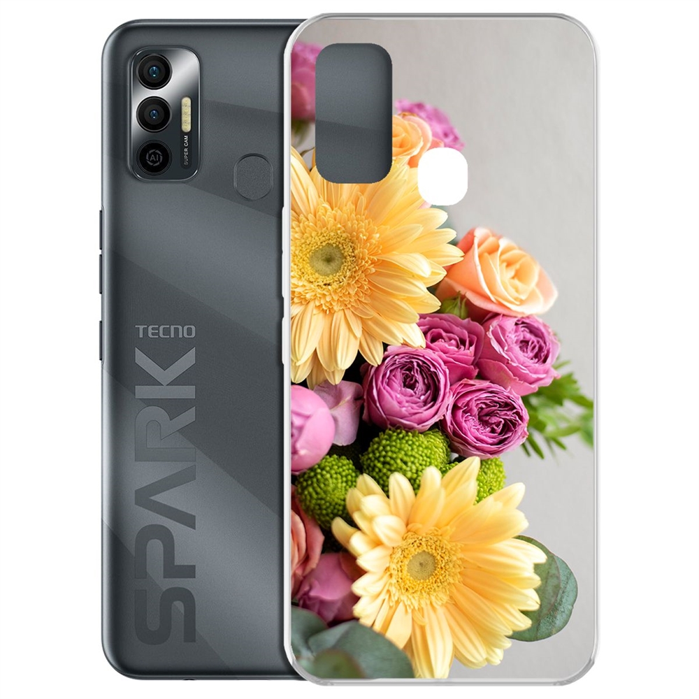 фото Чехол-накладка krutoff clear case букет для tecno spark 7