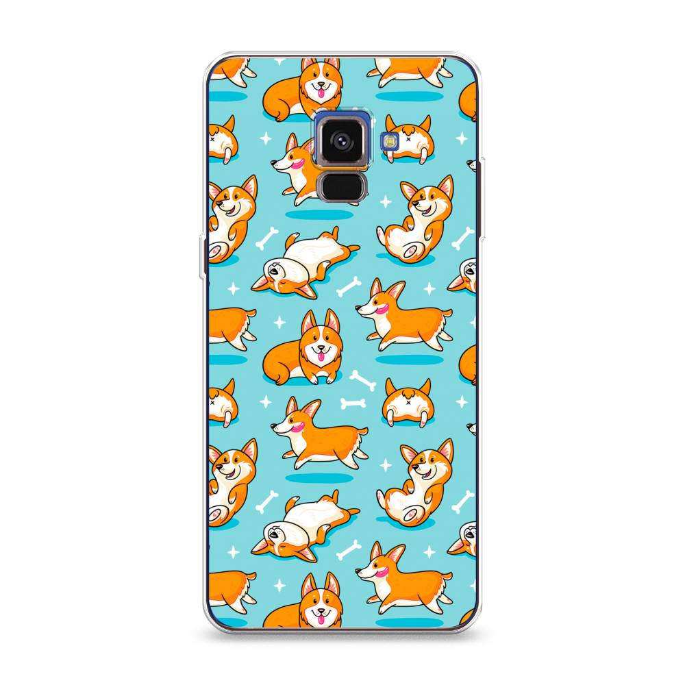 

Чехол Awog на Samsung Galaxy A8 2018 "Веселые корги", Разноцветный, 25450-2