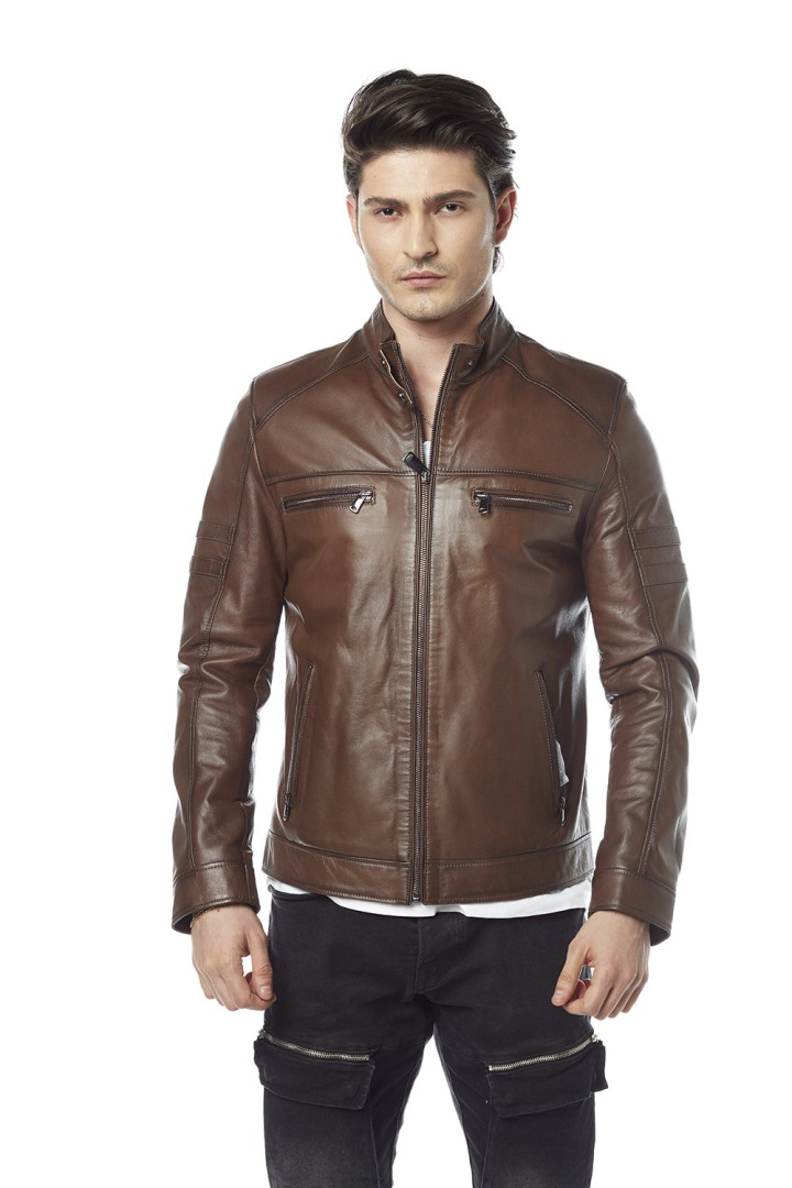 Кожаная куртка мужская Hodore H35-5103T коричневая 3XL (товары доставляются из-за рубежа)