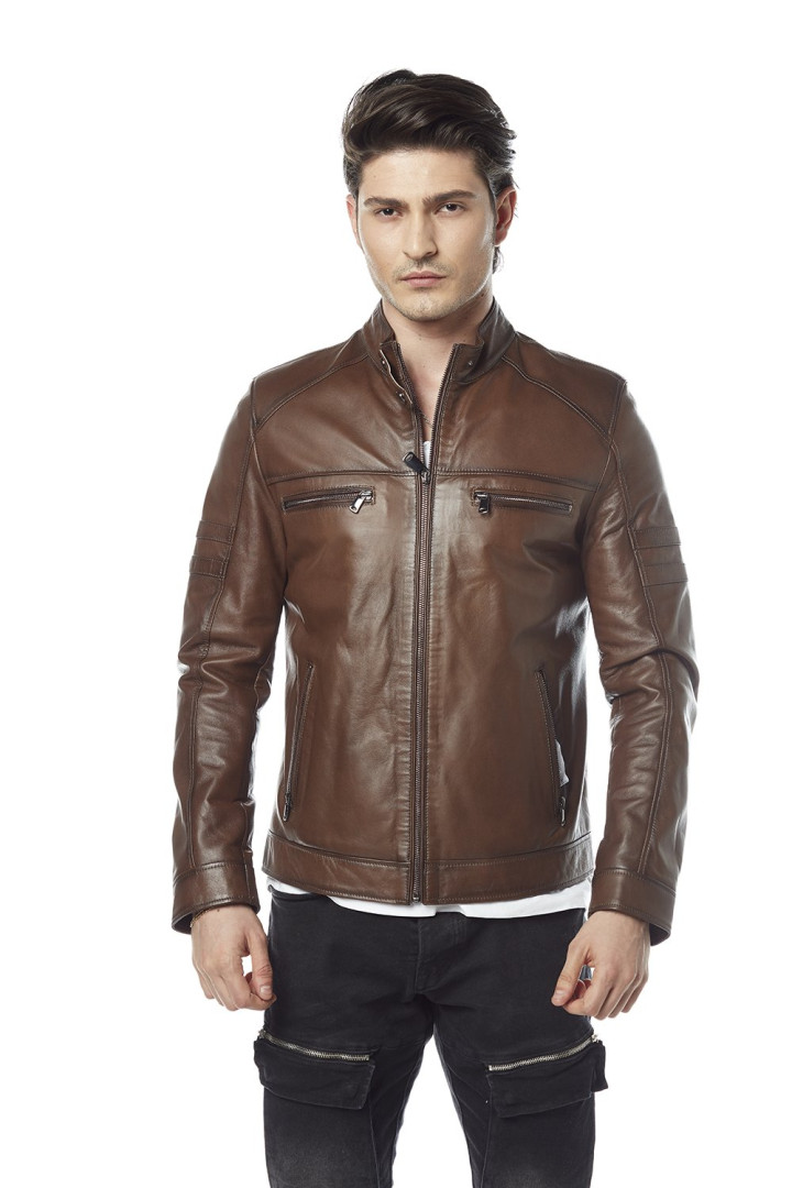 

Кожаная куртка мужская Hodore H35-5103T коричневая M (товары доставляются из-за рубежа), Коричневый, H35-5103T
